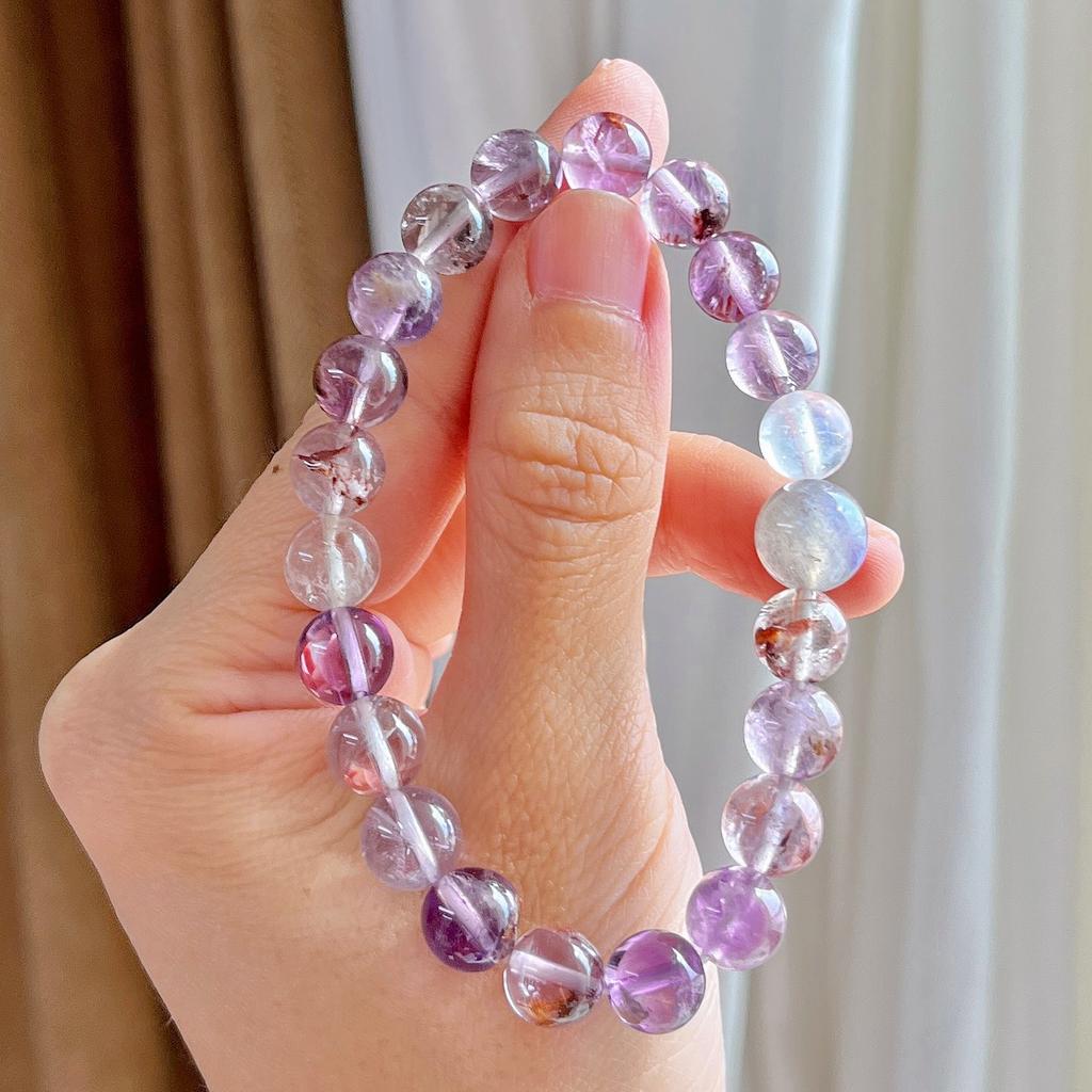 8Mm Natural Purple Ghost Moonstone Design Bracelet