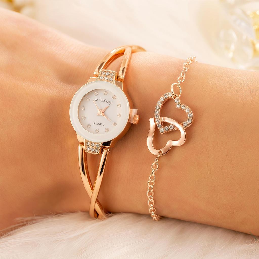 Leichter Luxus Kleines Zifferblatt Armband Set Damenuhr