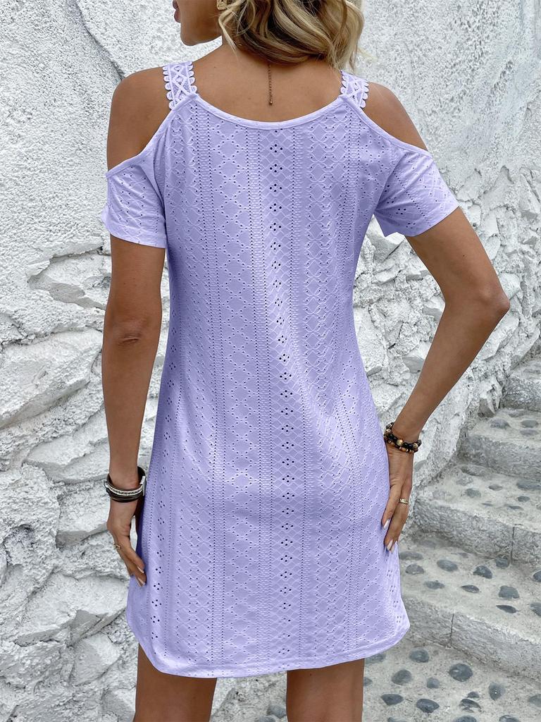 2026 Damen Stilvolles Off-Shoulder Sommerkleid mit kurzen Ärmeln - Europäisches & Amerikanisches Schlankheitsdesign