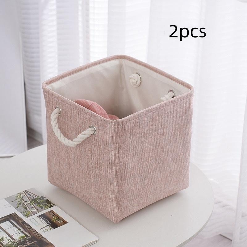 2Pcs/Cotton and Linen Storage Basket Large Capacity Foldable Storage Basket Household Clothing Organizer Basket