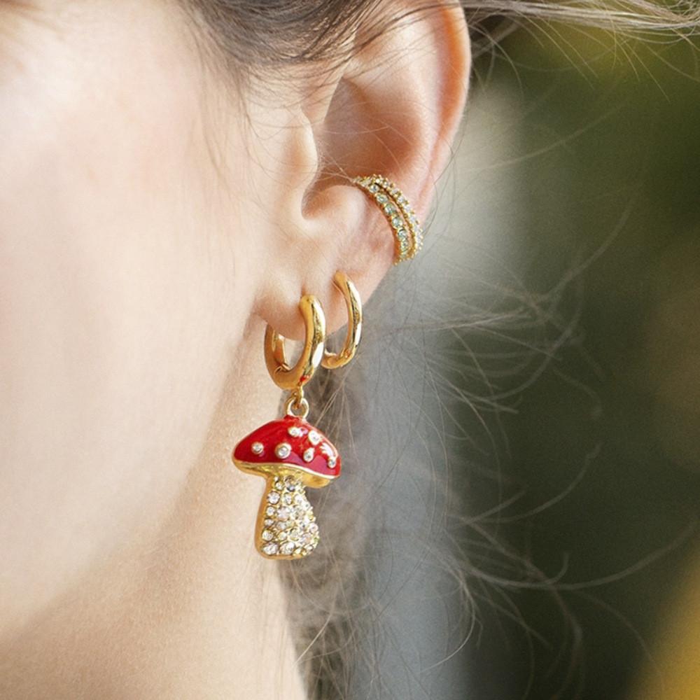 Trendy Alloy Mushroom Earrings For Women European Style Drop Oil Metal Ear Accessories