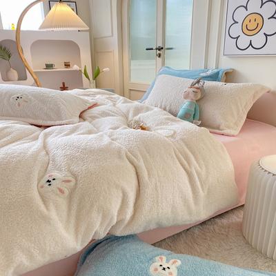 Ins winter verdikte teddyfluweel gele handdoek geborduurde kerstboom melkfluweel vierdelige koraalfluwelen set