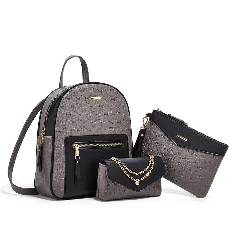 Fashion Backpacks Women's Contrast Color Shoulder Bags Female Soft Leather Rucksack Ladies Large Capacity Handbags and Purses