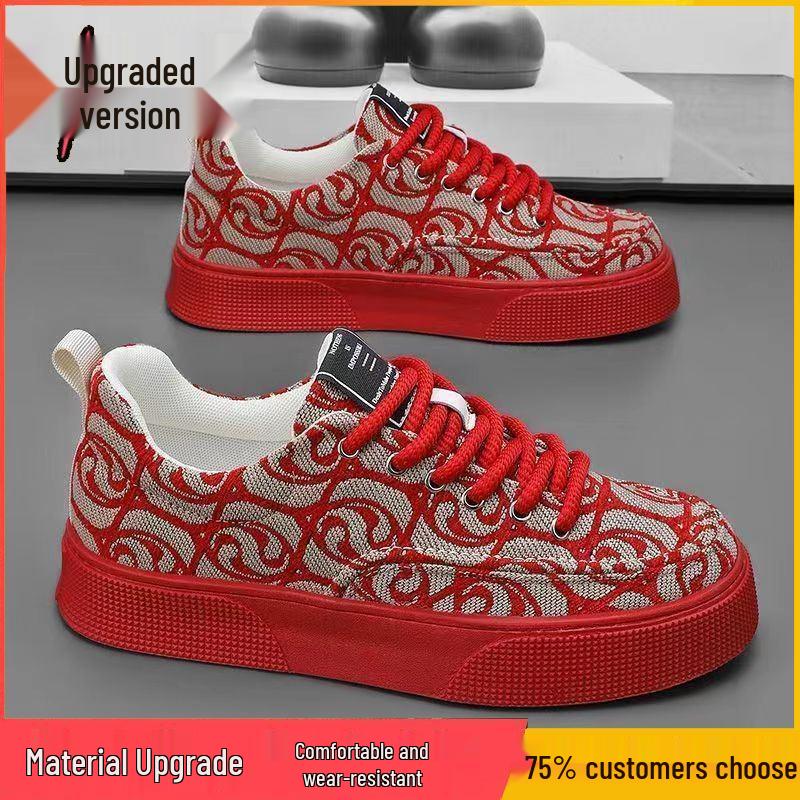 Herren 2024 Sommer Canvas Schuhe: Atmungsaktives Gewebe, Dicke Sohle Trendige Gewebte Freizeit-Sneaker