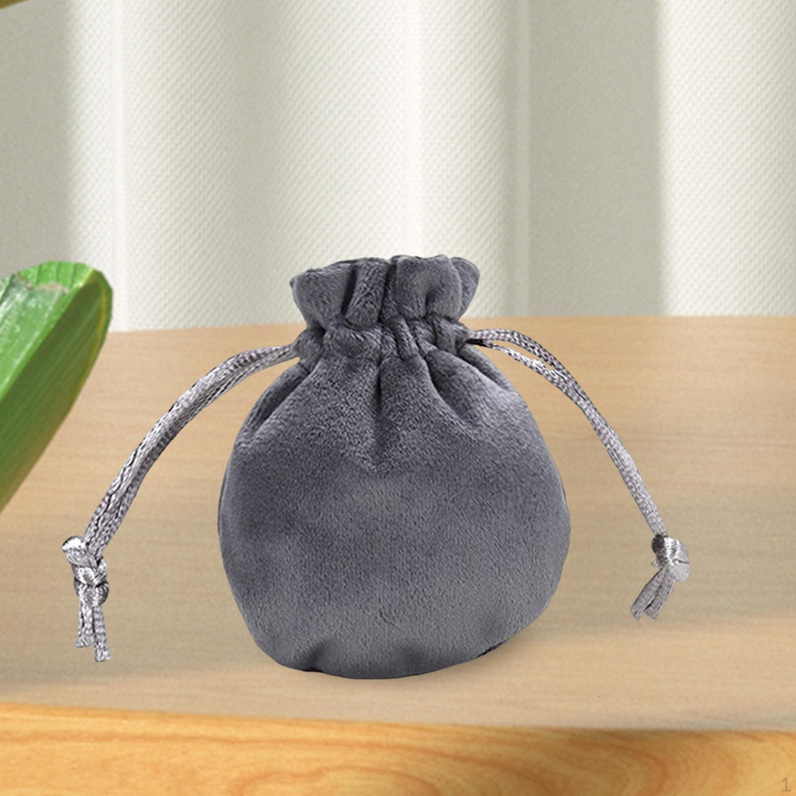 

Christmas Jewelry Organizer with Drawstring Feature - Velvet Bag for Pendants And Bracelets Deep Gray 6.5x8.5cm