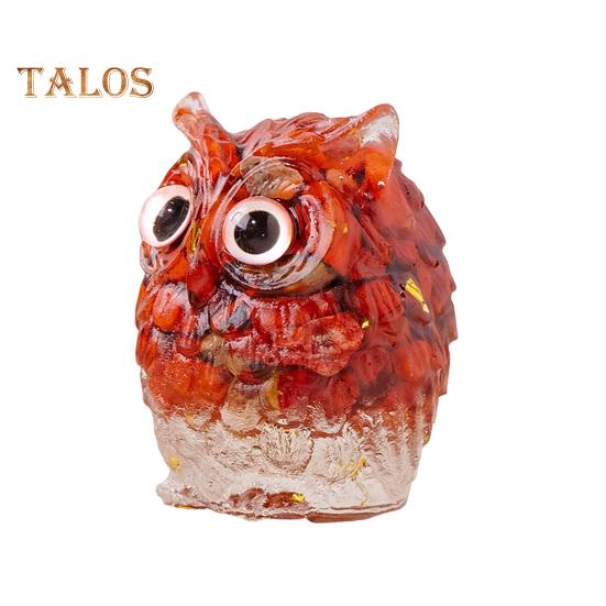 Ornament de bufniță din cristal natural Figurină de bufniță din rășină realizată manual cu pietrișuri de cristal în interior Ornament de bufniță colorată de colecție pentru decorarea interioară, vindecarea Reiki