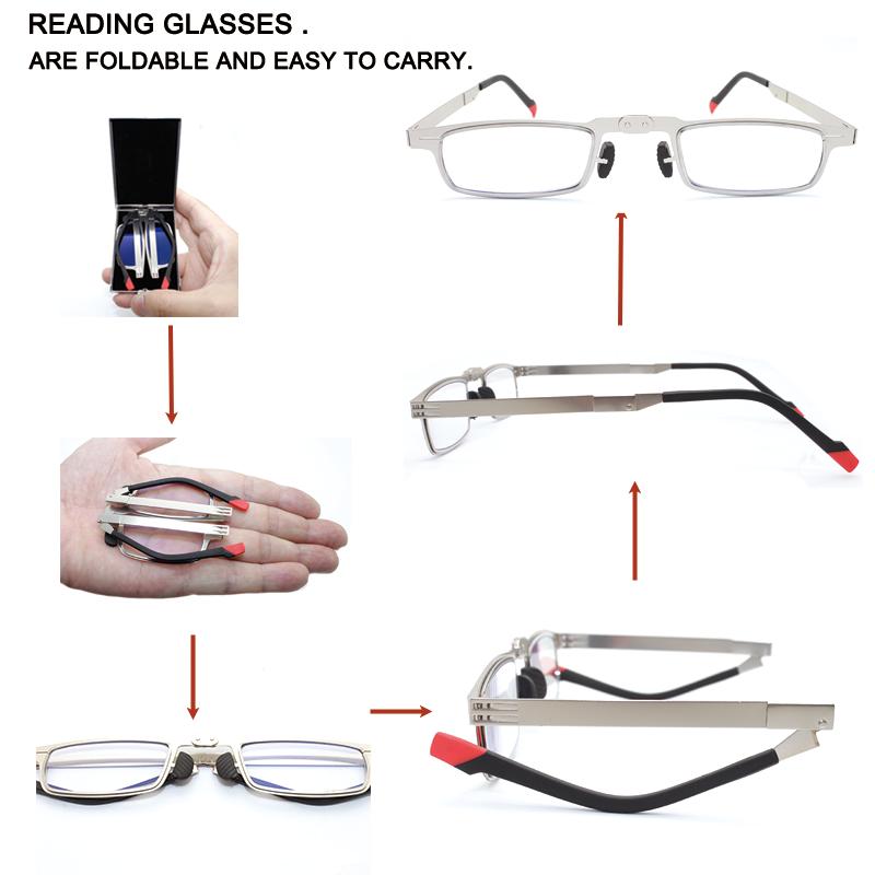 Classic folding reading glasses ultra light anti blue light presbyopia lenses portable fashionable for men women