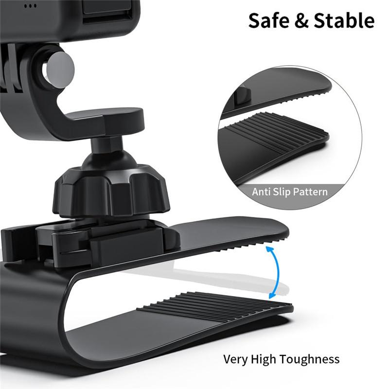 Car Sun Visor Camera Mount with Phone Clip for Cell Phone for GoPro Hero 13 12 11 10 9 Insta360 X4 X3 DJI Action 3 4 Accessories