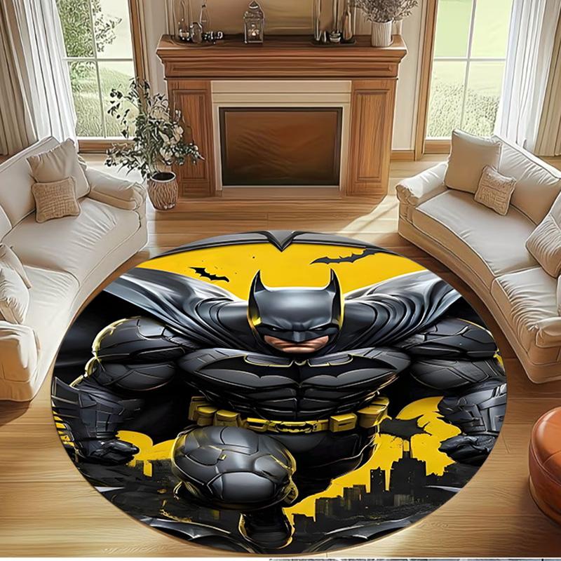 Superheroes Print Round Rug, Washable Floor Carpet, For Entryway Dorm Laundry Room Office Study, Home Decor Birthday Christmas Gift