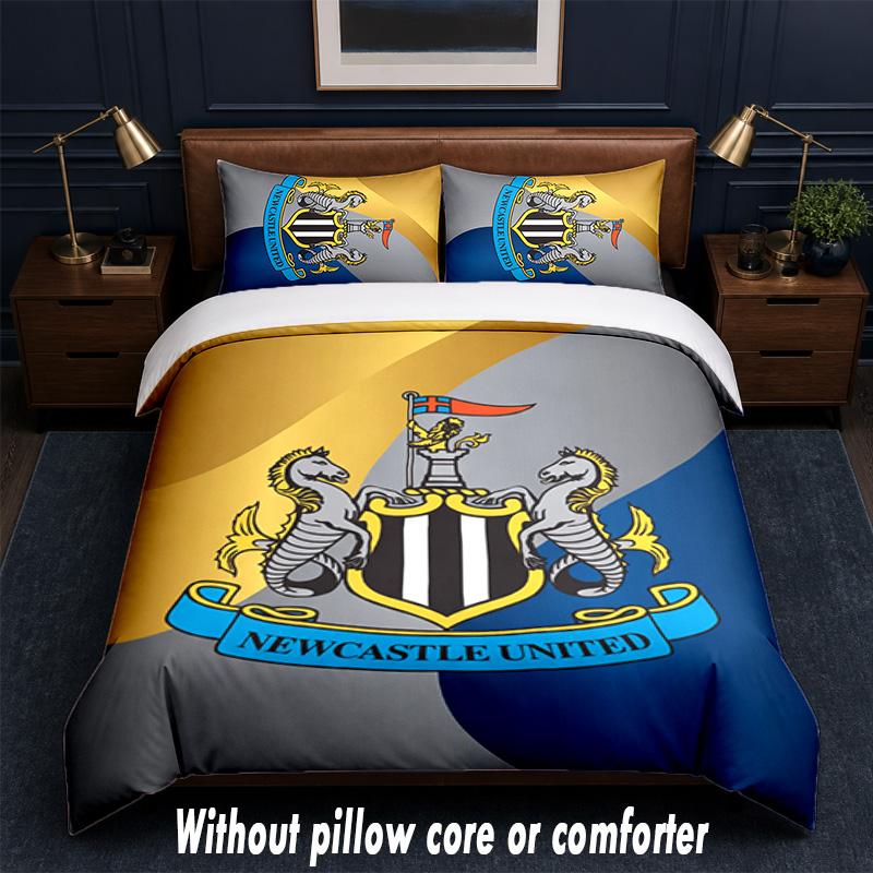 Set Biancheria da Letto Design Calcio Newcastle United 1 Copripiumino + 2 Federe Morbido Traspirante Biancheria da Letto per la Casa