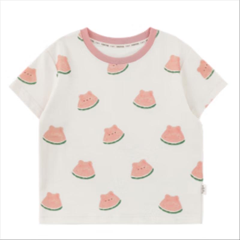Youyou Girls' Summer Fruit Print Short Sleeve T-Shirt