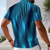 Men Plus Size Short Sleeve Quarter Zip Collared Polo Shirt White With Blue Floral Printed