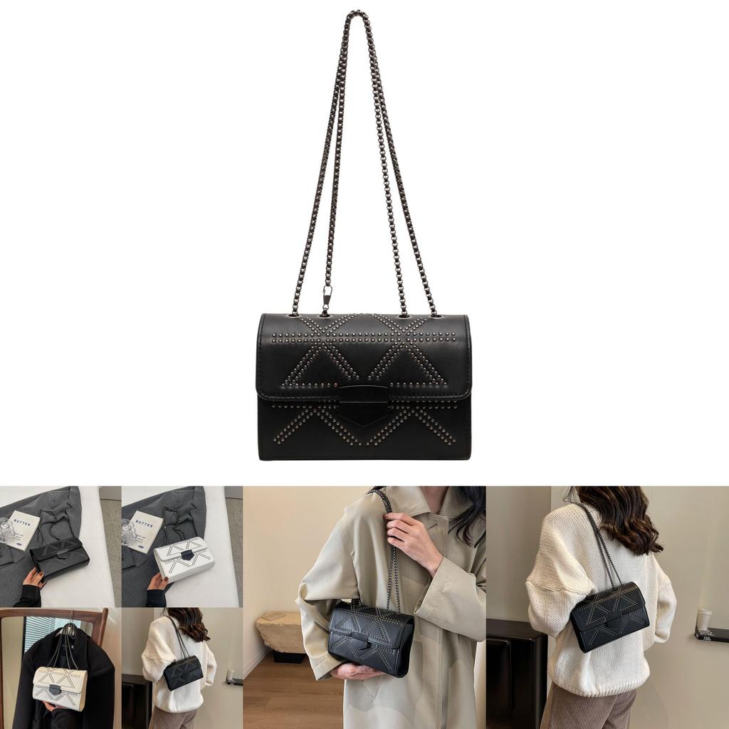Elegant Fashionable Small Square Crossbody Bag For Women In Black And White With Trendy Street Style