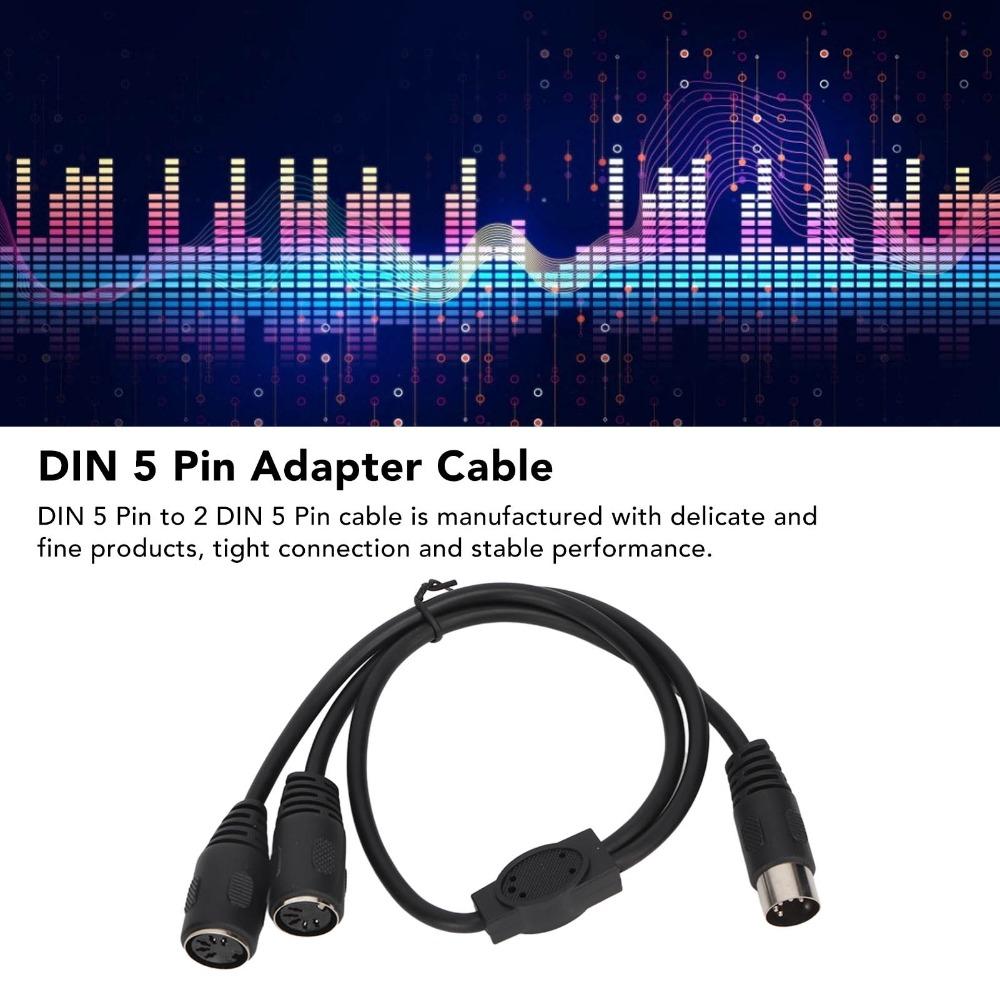 1.6ft DIN 5 Pin Male to 2 DIN 5 Pin Female Cable Y Splitter Cable Audio Signal Routing