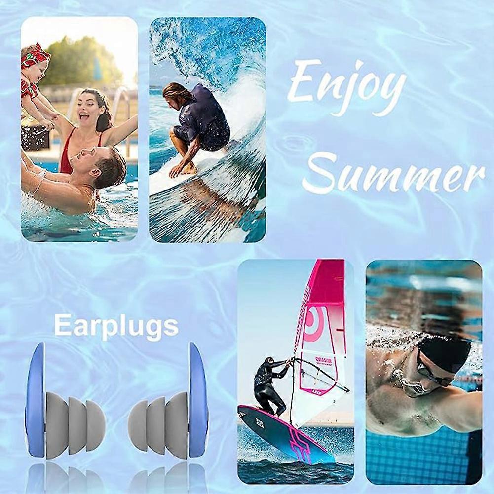 Three-Layer Swim Waterproof Earplugs Reusable Soft Silicone Anti-Noise Ear Plugs for Sleeping Traveling