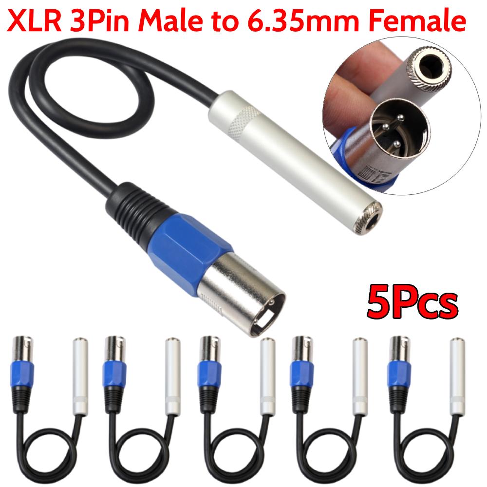 Zinc Alloy Plated Connectors 0.3m XLR 3Pin Male to 6.35mm Female Stereo Audio Adapter Cables Cord for Amplifier Guitar Mic