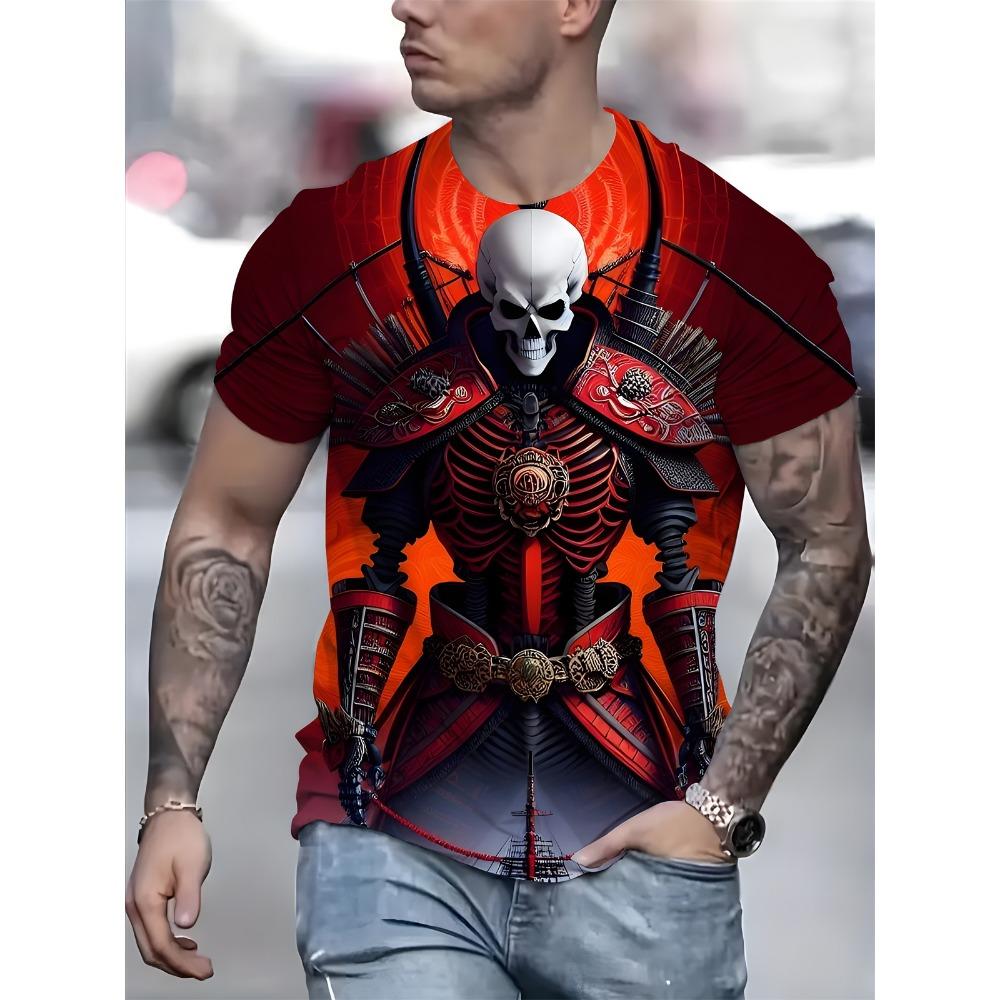 

Чоловічий одяг Футболка з графічним принтом скелета Оверсайз футболка Чоловіча Літо Весна Оверсайз Панк стиль Короткий рукав Вуличний топ XL