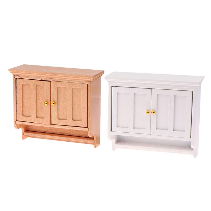 1/12 Dollhouse Miniature Wall Cabinet Closet Shelves Model Doll Home Cabinets Furniture Decor Toy Dolls House Accessories