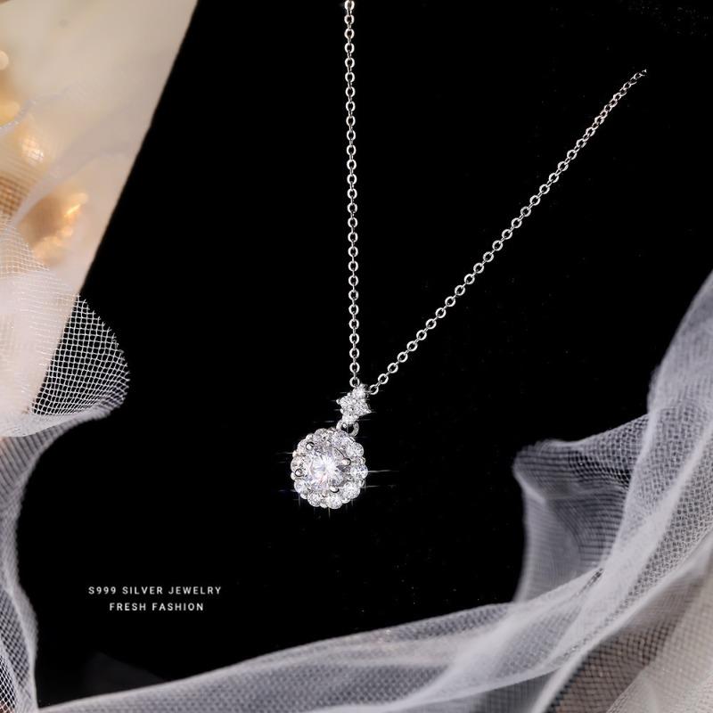 Dainty Female Pendant Necklace Vintage Chain Jewelry for Women Oval Crystal Stone Wedding Necklaces