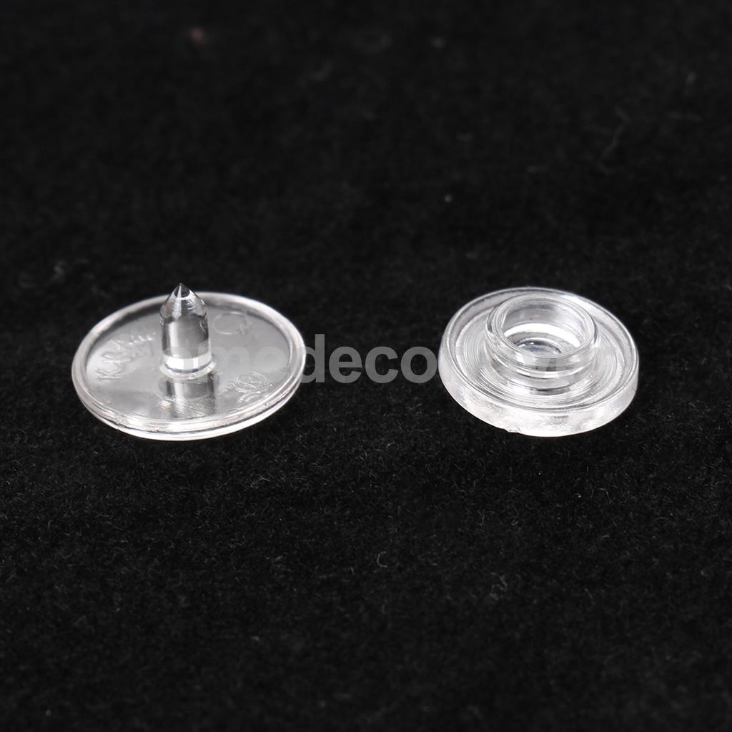 50 Set Clear KAM Resin Snap Buttons Plastic Snaps Fasteners Press Studs Size 16 T3 Caps