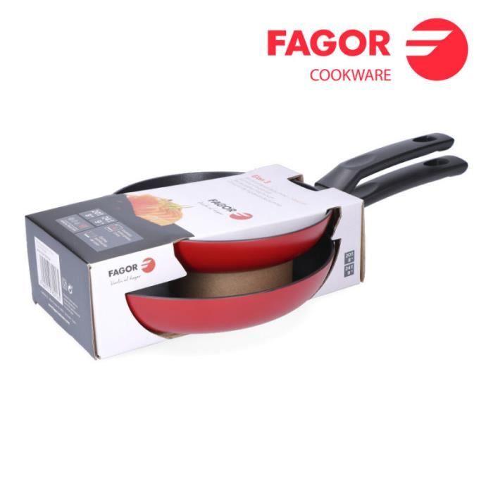 Poêle - Fagor - Elan 3 - Rouge - Aluminium Extra Épais 3mm - Anti-adhésif