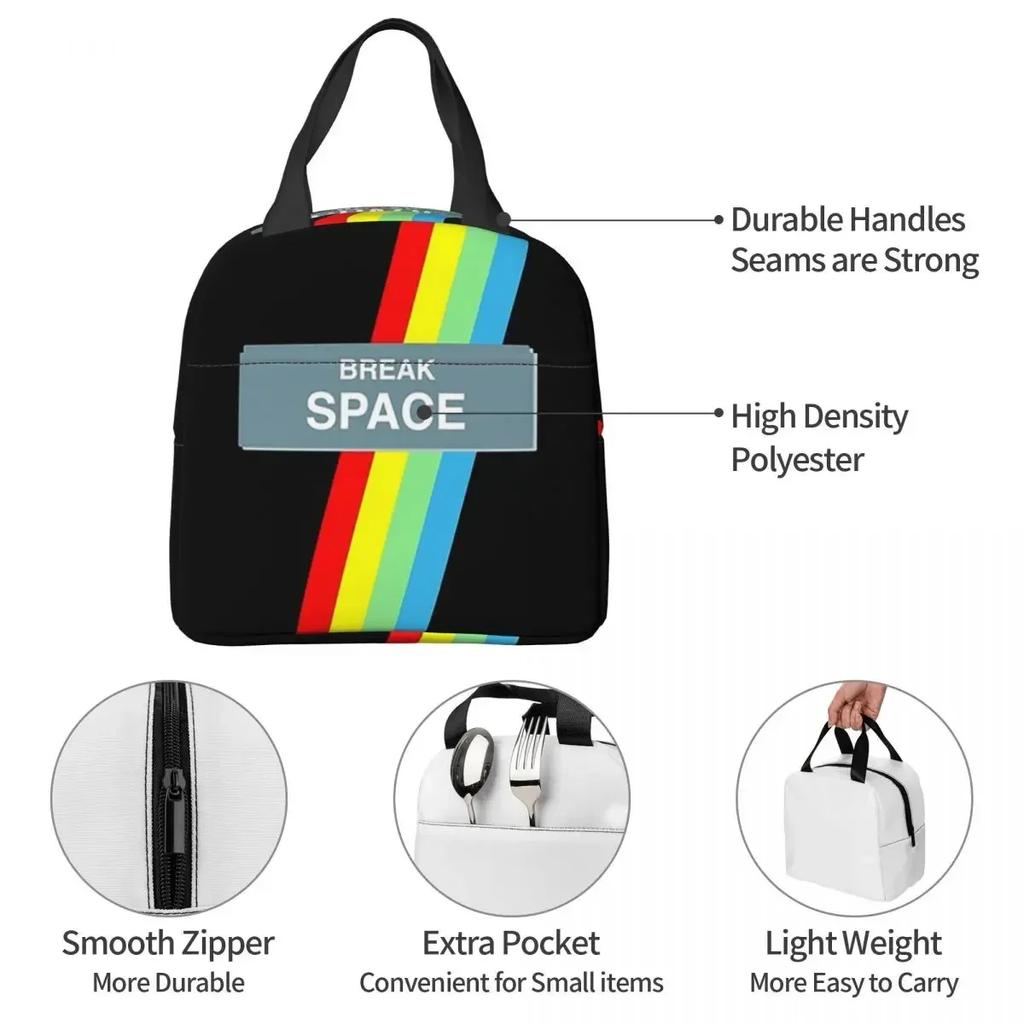ZX Spectrum Keyboard Retro Art Insulated Lunch Bag for Women Children Portable Food Boxes Thermal Lunch Box Tote