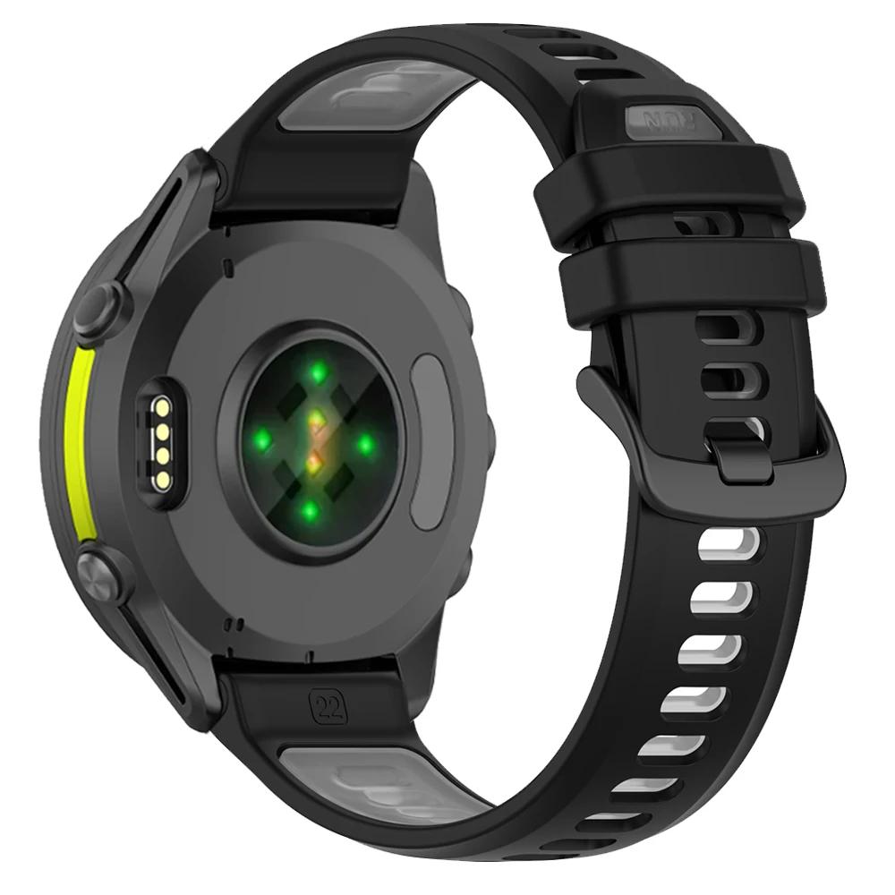 

For Garmin Forerunner 970 Official Strap For Garmin 955 Solar 745 945 935 965 Two-Tone Sport Silicone Smart Bracelet Accessories 22mm Strap чорний колір сірий