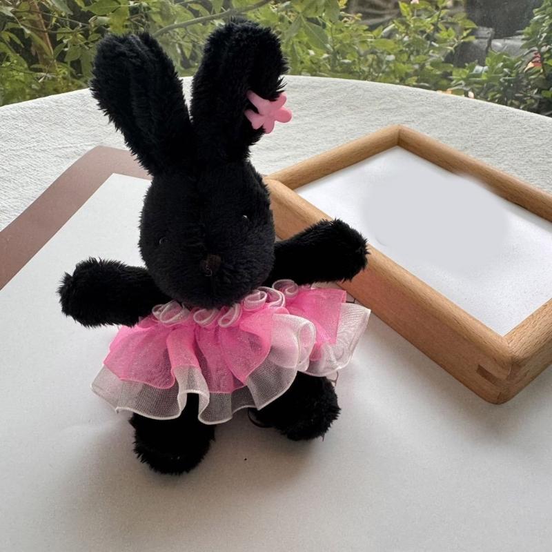 Lovely Rabbits Toy Keychain Soft Plush Pendant Key Chain Cartoon Animal Shaped Keyrings Ornament Stylish Bag Charm