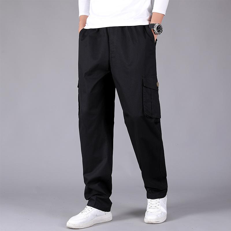 2024 Fashion New Men's Cargo Pants Pure Cotton Multi Mouth Bag Loose Outdoor Mountaineering and Riding Pants