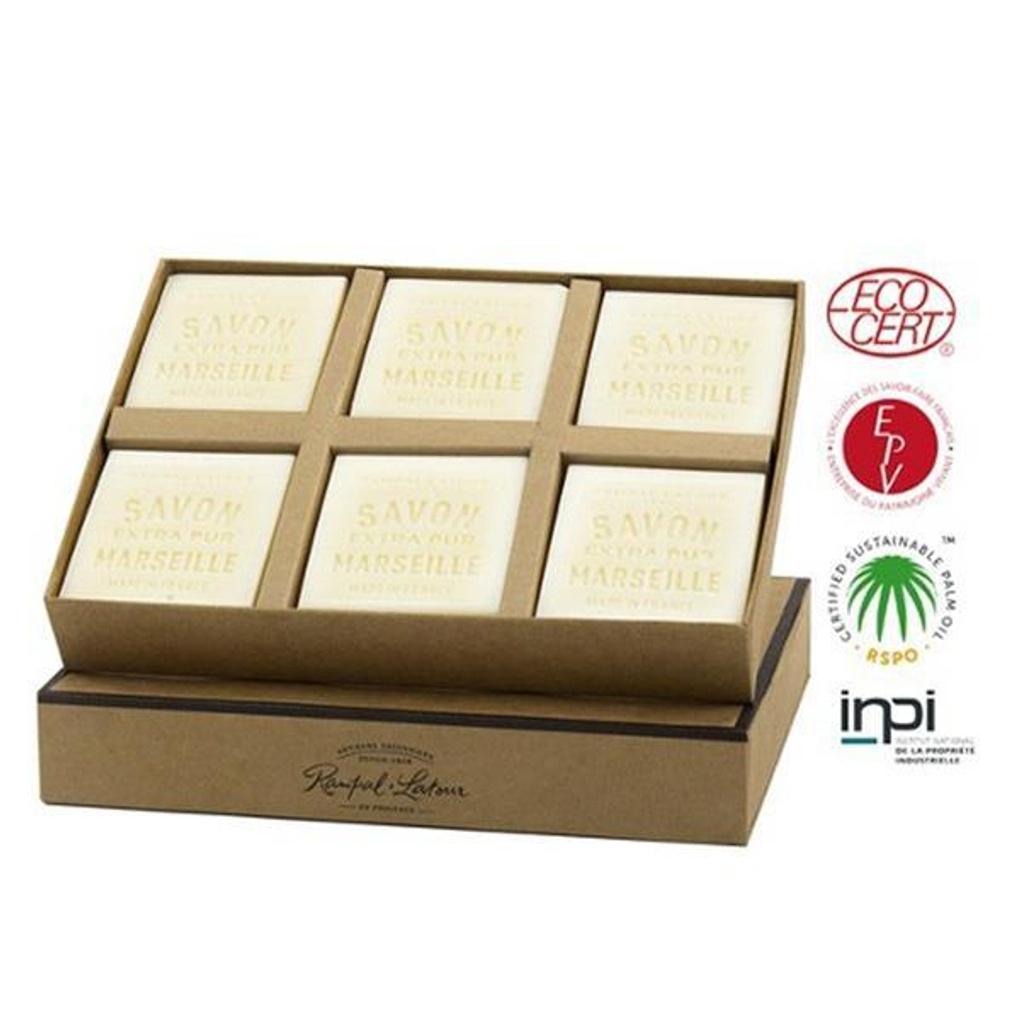 Parfüm RAMPAL LATOUR Sabon de Marseille Blanc 150g 6er Pack Premium Hypoallergen Vegan Natürliche Seife