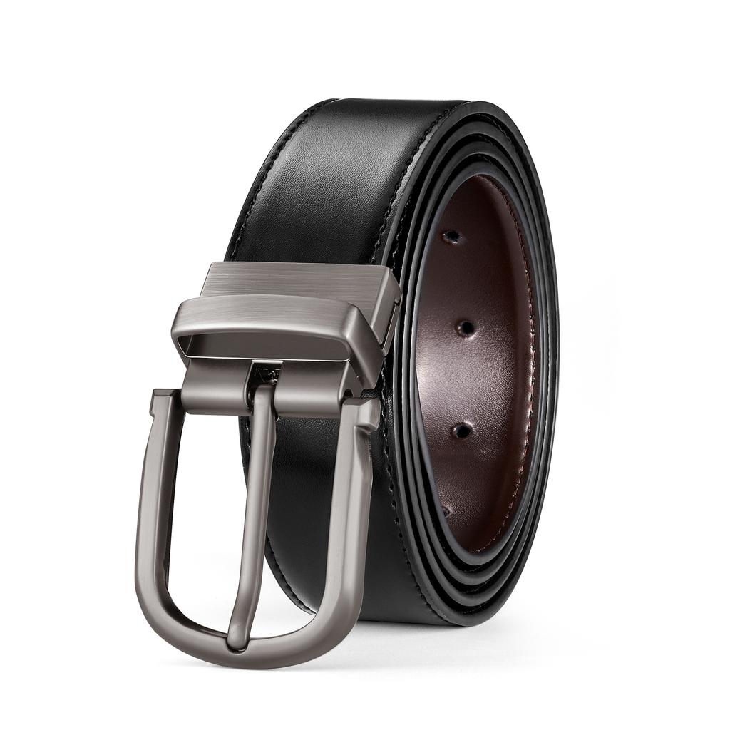 Four Seasons Available New Belt Men'S Rotating Buckle Leather Belt Men'S Needle Buckle Casual Double Sided Cowhide Pants Belt