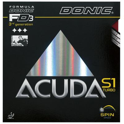 DONIC Acuda S1 Turbo Stolní tenis Guma AL062, Černá, 2,0 mm,