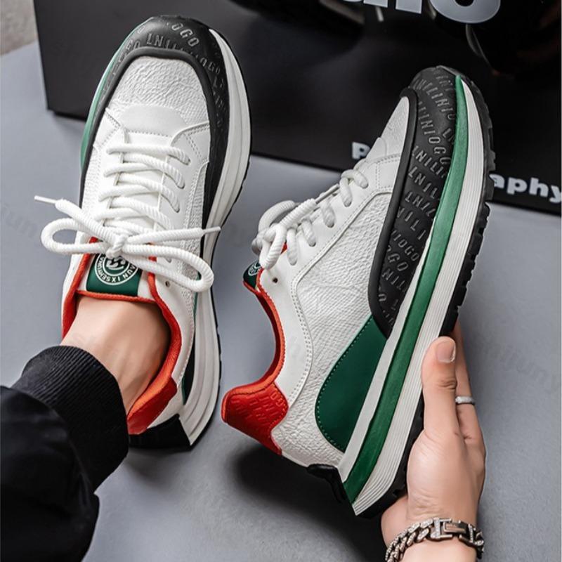 Fashion Men Sports Shoes Low-Top Thick-Heel 2025 Autumn Casual Sneakers Comfortable Synthetic Material Casual Shoe Outdoor Running Shoes