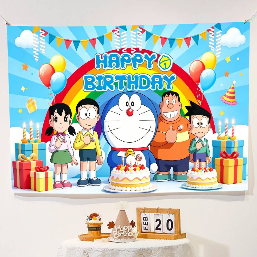 Doraemon Party Blue Cat Children Photography Backdrop Background for Baby Children Photocall Photo Studio