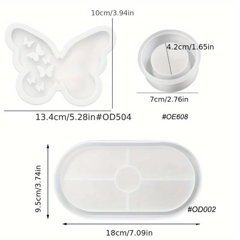 

6pcs Single-Hole Candlestick Butterfly Oval Tray Silicone Mold Set | Suitable For Home Decor,Handmade Gifts,Jewelry Display