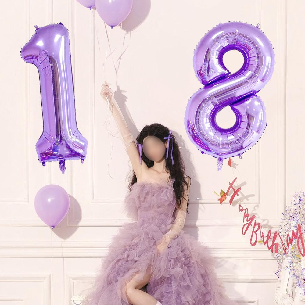 Giant 40Inch Purple Birthday Balloons 0-9 Digit Balloons for Purple Butterfly Number Birthday Party Baby Shower Decoration Favor