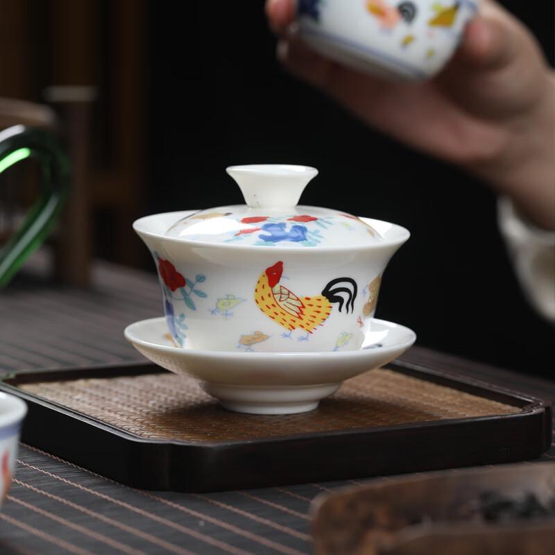 MULTIPOTENT Ming Chenghua Style White Porcelain Gaiwan Tea Bowl