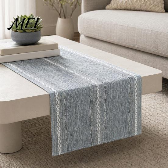 Nordic Table Runner Cotton Linen for Dining Table, Minimalist Long Desk Home Decor Kitchen Coffee Tea Natural Rustic