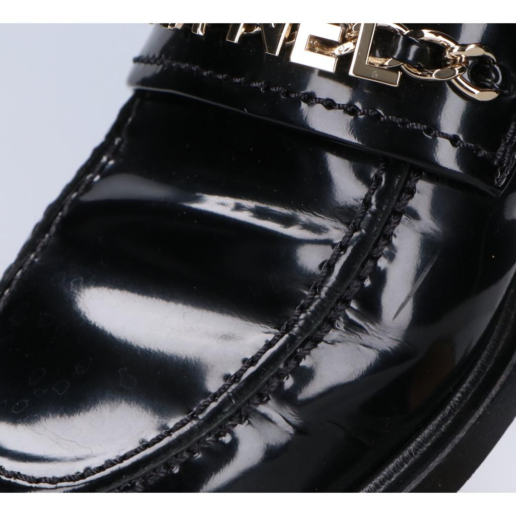 Chanel G37430 Metall-Logo Lackleder Slipper Schuhe 37C schwarzGebraucht