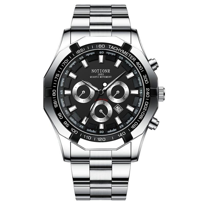 

Роскошные мужские спортивные часы Модные мужские деловые из нержавеющей стали Водонепроницаемые кварцевые наручные часы Календарь Светящиеся часы Reloj Hombre