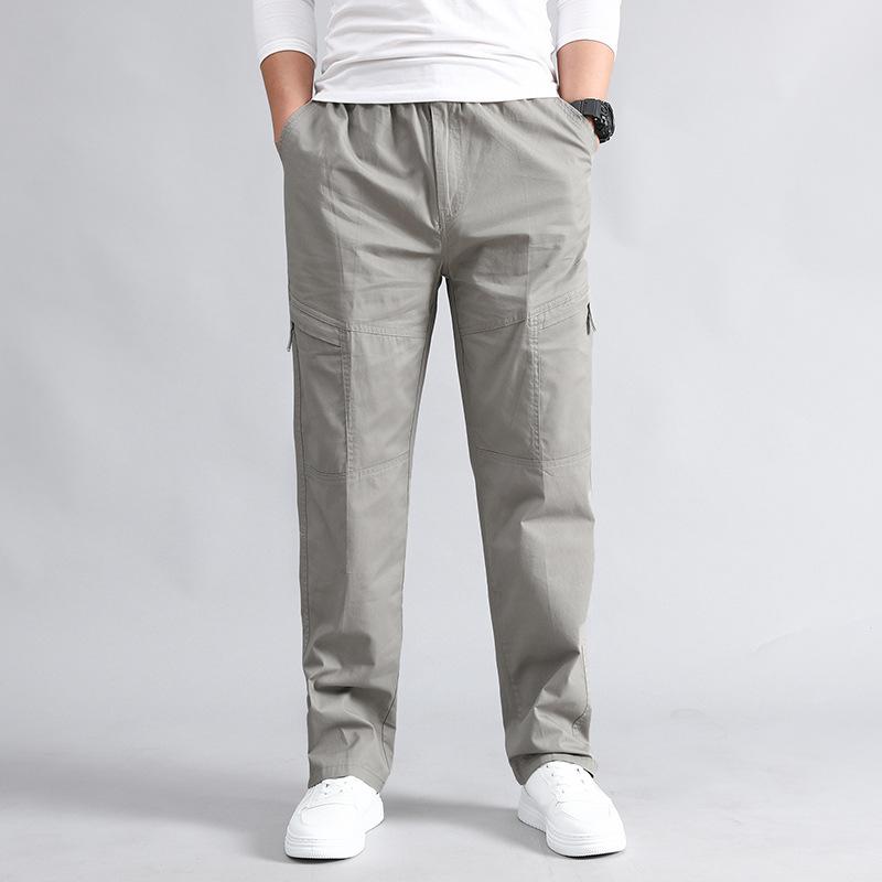 Spring and Autumn Men's Pure Cotton Casual Pants Larger and Wide Sporty All-Match Thin Work Pants