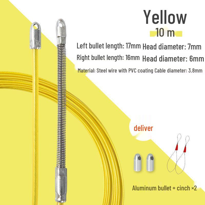 Electrician Pull Wire Threader with Roller Head for Concealed Wire Conduit