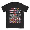 Alle Flaggen Eurovision Song Contest BASEL 2025 Tolle reine Baumwolle T-Shirts Kurzarm T-Shirt Rundhals Kleidung Übergröße