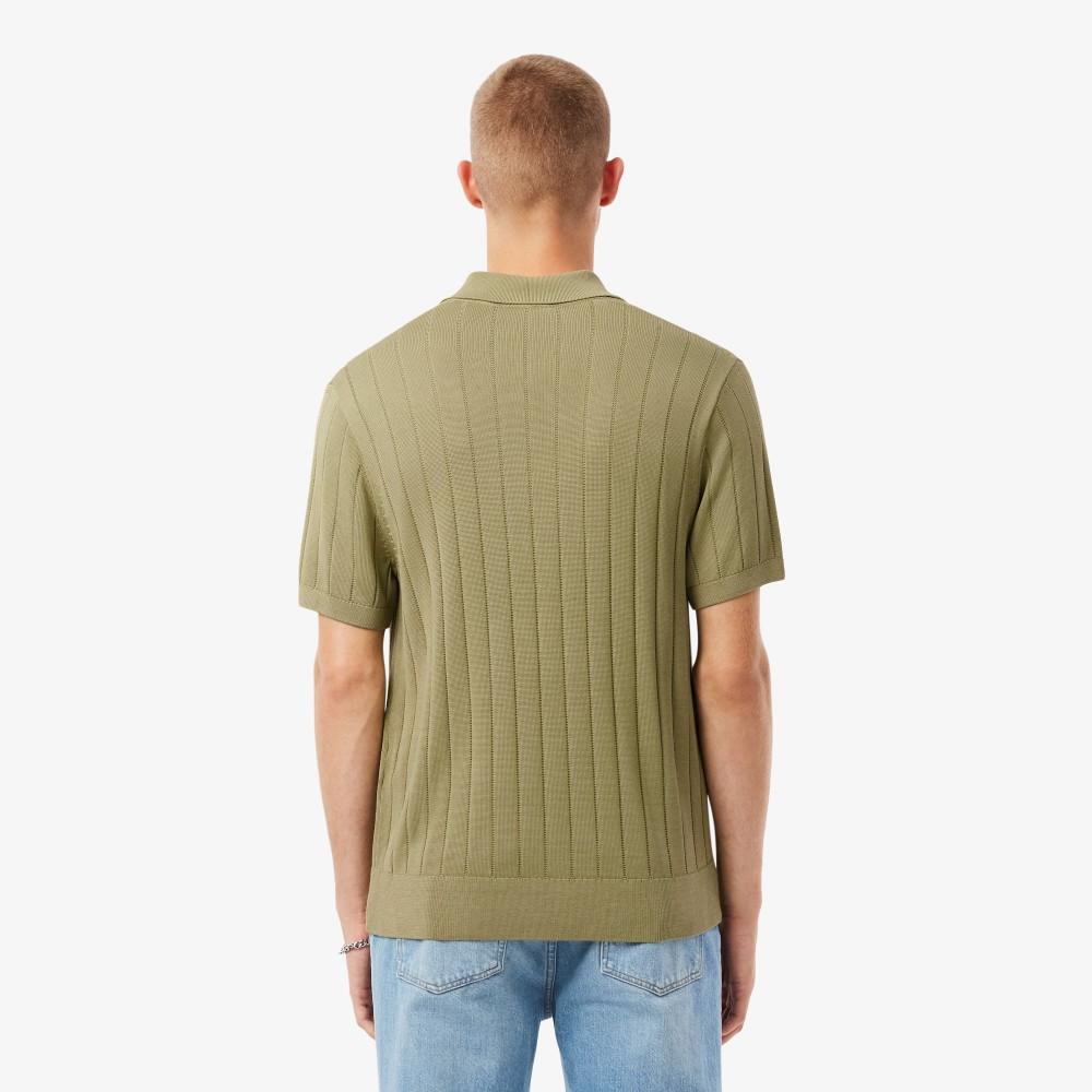 [Lacoste] Men's Cotton Rib Short-Sleeve Polo Sweater AH5339-55NE9F