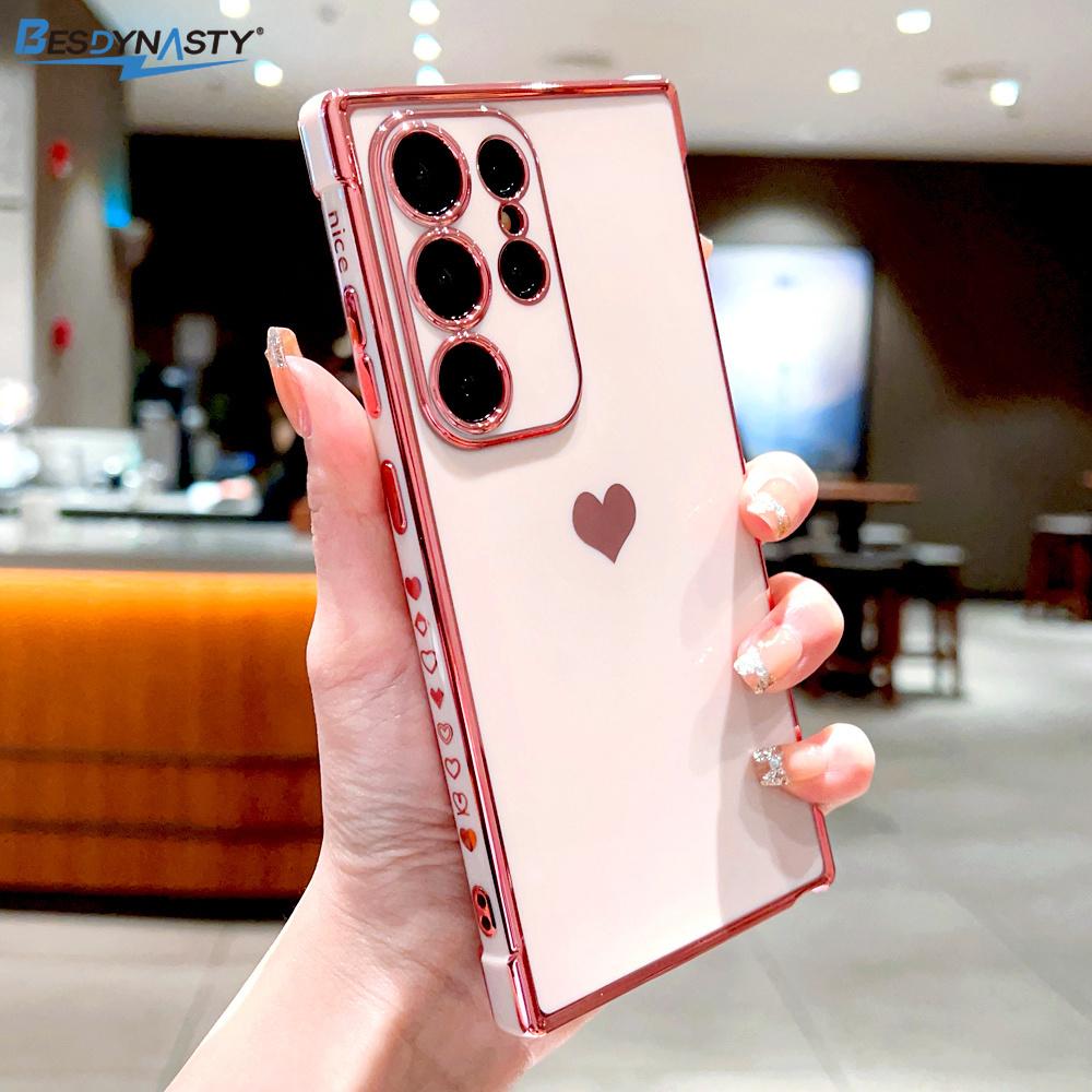 Luxury Plating Silicone Soft Case For Samsung Galaxy S26 S25 S24 S23 S22 S21 Ultra Plus FE A52 A53 A54 A55 Love Heart Cover