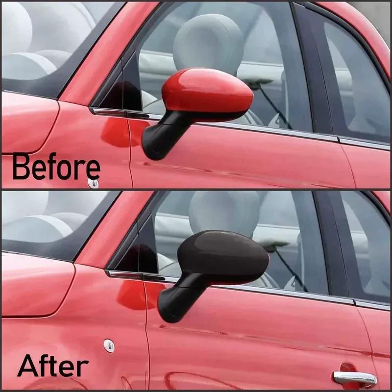 For Fiat 500 2007 2008 2009 2010 2011 2012- Car Rearview Side Mirror Cover Wing Cap Exterior Door Housing Shell Trim Sticker