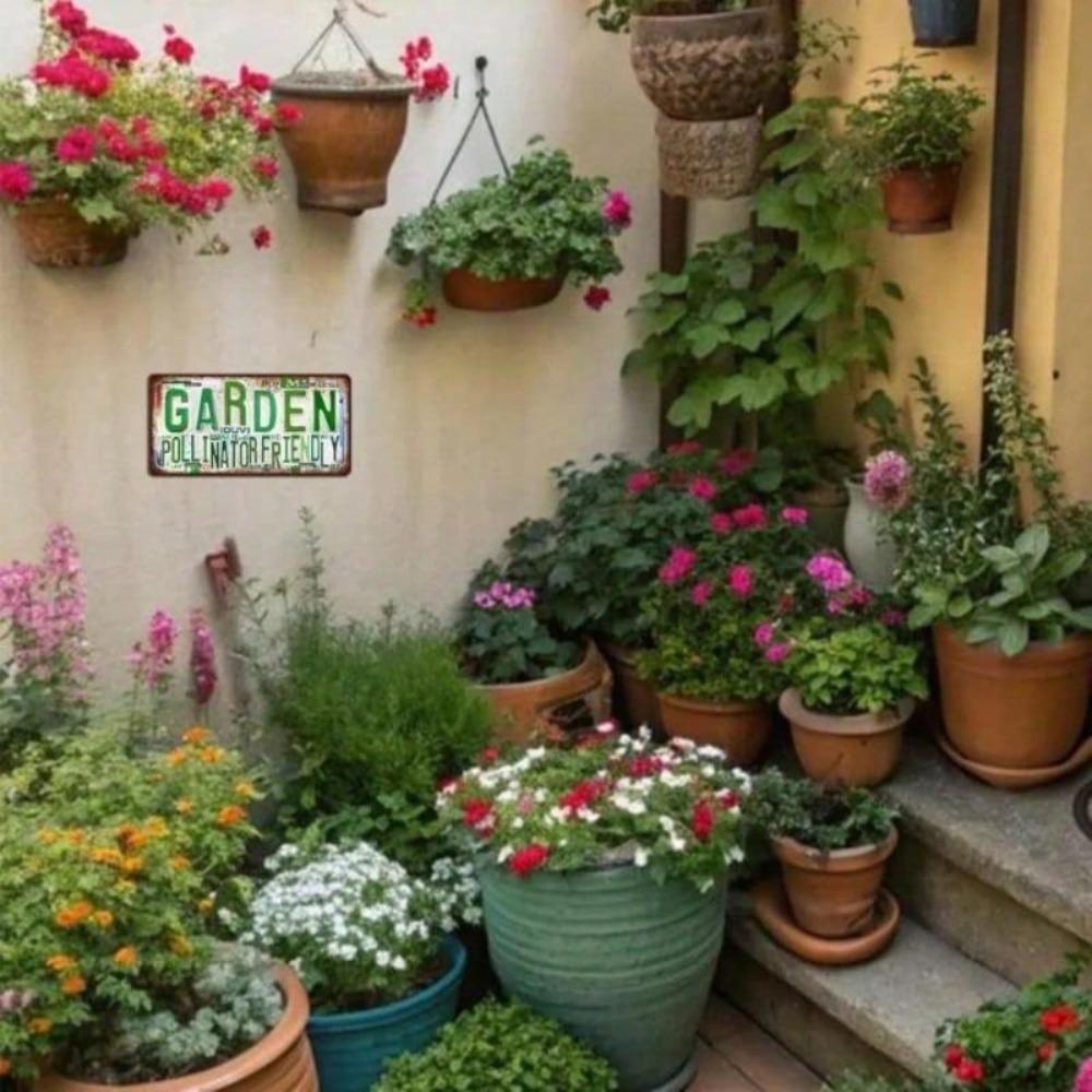 Vintage Metal Tin Sign Garden Wall Decor Herb Fruit Veggie Theme Retro License Plate Outdoor Indoor Pub Garage