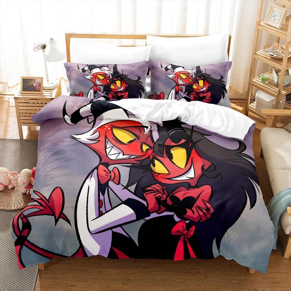3D Printed Helluva Boss Bedding Set Duvet Cover 3Pcs Cover Single Twin Quilt Adult Kids Bedclothes Duvetcover Sets Home Textile