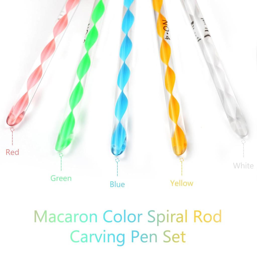 LINMANDA 5Pcs Acrylic Nail Art Brushes Liner Brush Manicure Point Drill Drawing Painting Tools Set for DIY Nail Art Designsv