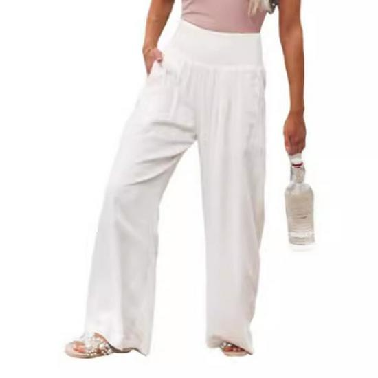 2026 Spring/Summer Women's Casual Loose Cotton Ruched Distressed Mid-rise Pants